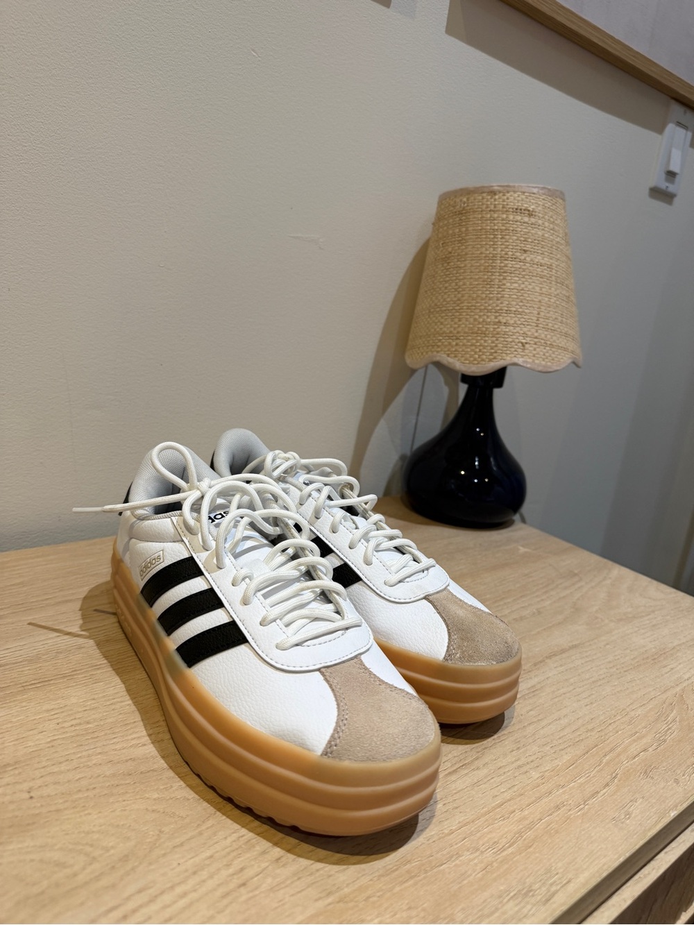 adidas White, Black & Gum Platform Trainers